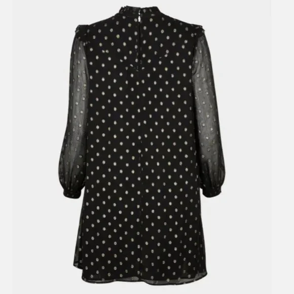 Oliver Bonas Metallic Foil Spot Print Black Mini Shift Dress (size 6) - Picture 4 of 12